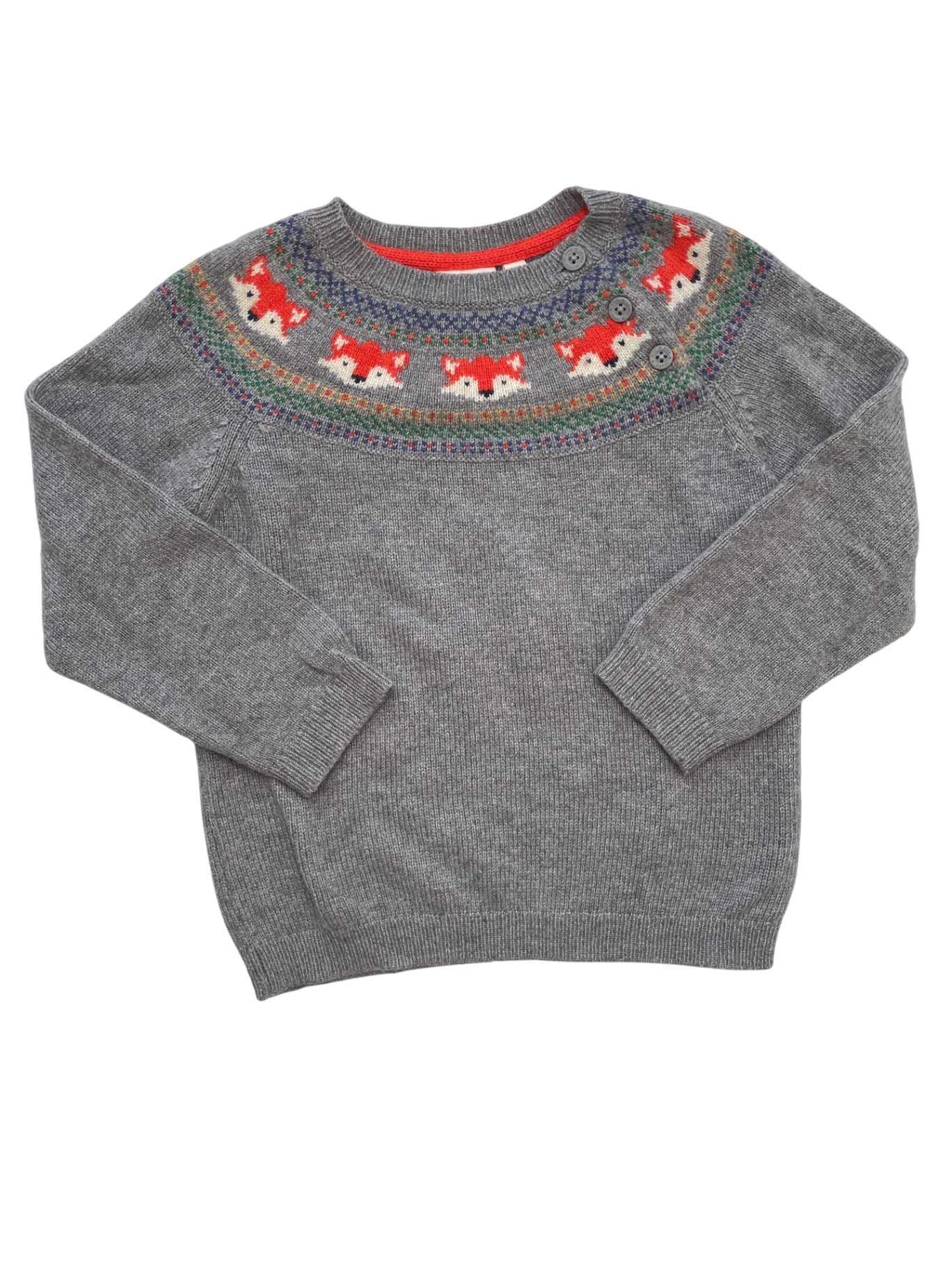 JoJo Maman Bebe Sweater - Gray Knit Foxes | size 4T/5T