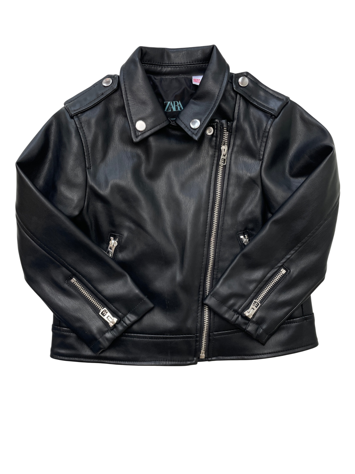 Zara Jacket - Black Leather + Silver Hardware | size 3T/4T
