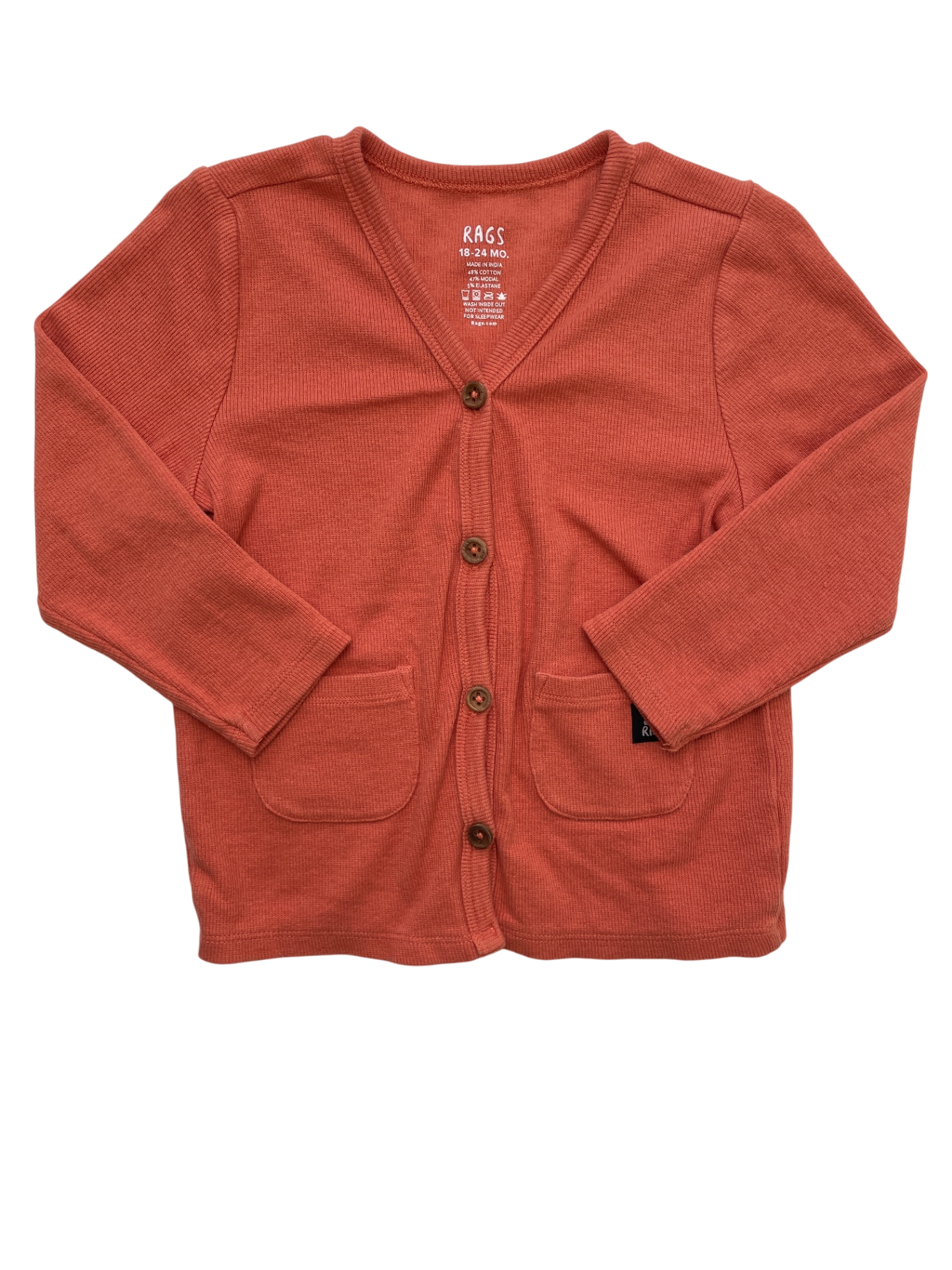 Rags Shirt - Orange Ribbed w/ Buttons | size 18 - 24 Months