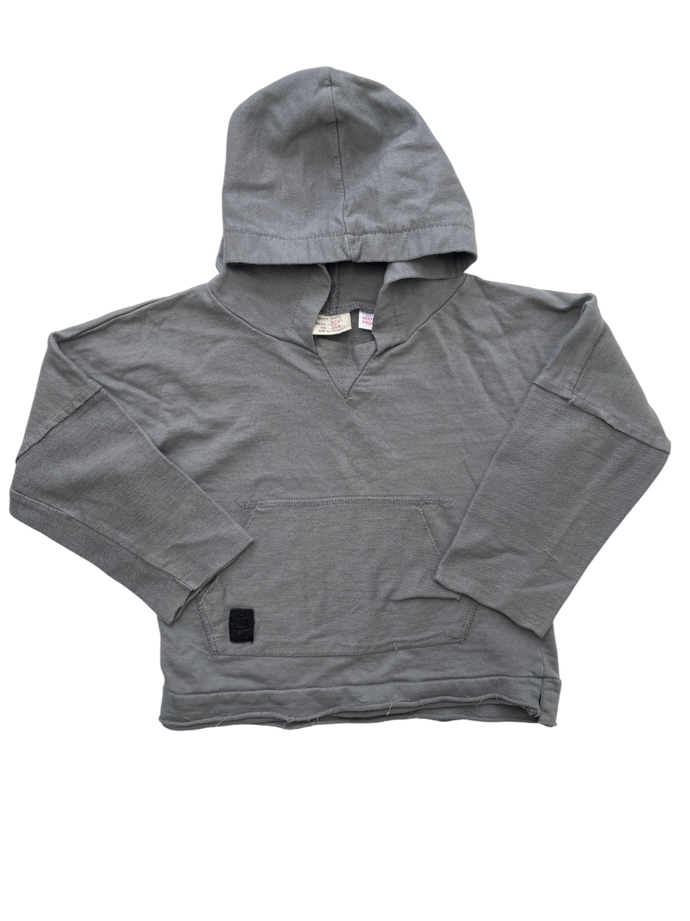 Zara Sweatshirt - Gray Raw Hem Hoodie | size 3T/4T