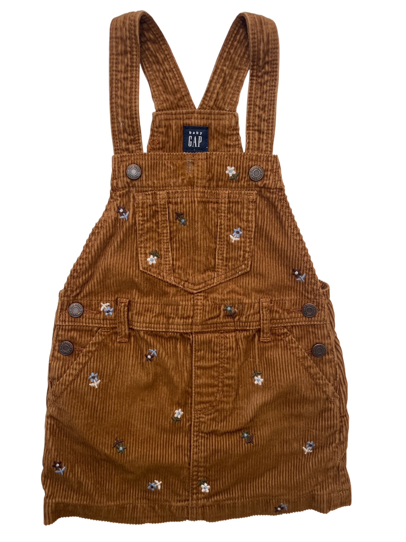 Baby Gap Dress - Brown Corduroy w/ Flower Embroidery