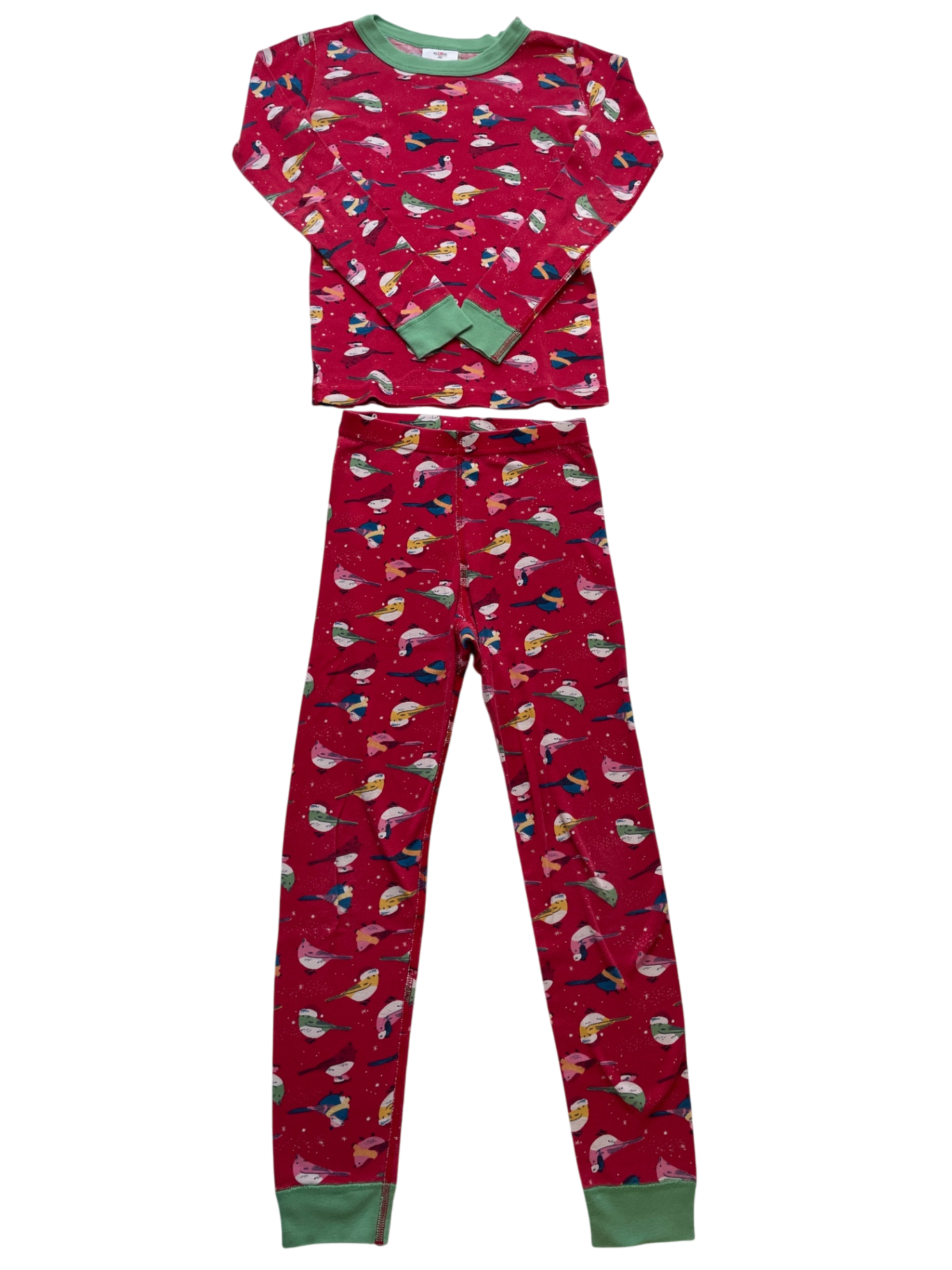 Hanna Andersson 2 Piece Ensemble - Red Winter Bird Pattern | size 8