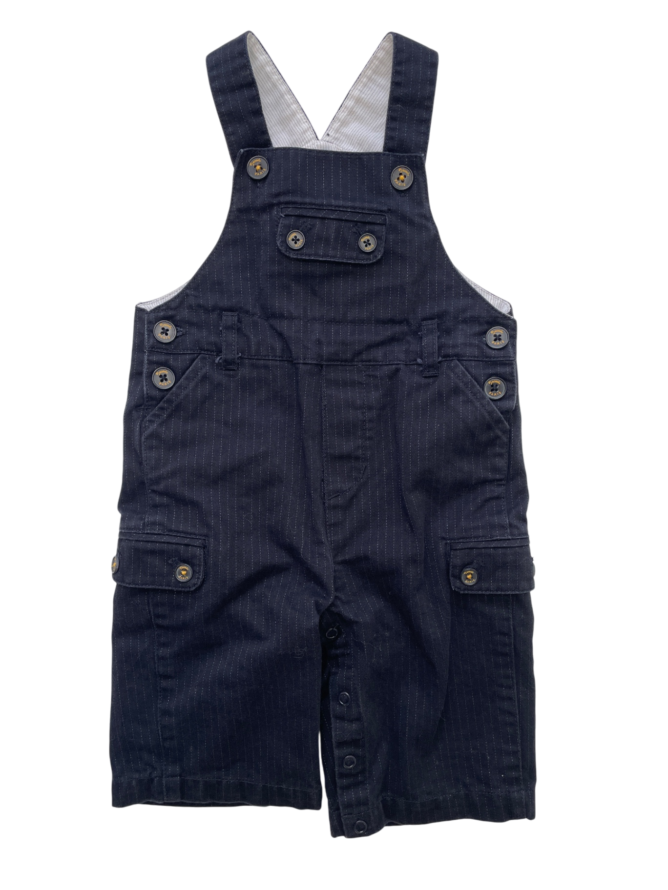 Jacadi Overalls - Navy Blue Pinstripe Cargo | size 6 Months