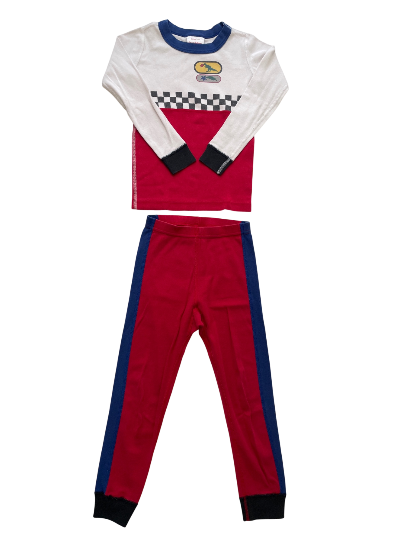 Hanna Andersson 2 Piece Ensemble - Red Dinosaur Color Block Pajamas | size 5T