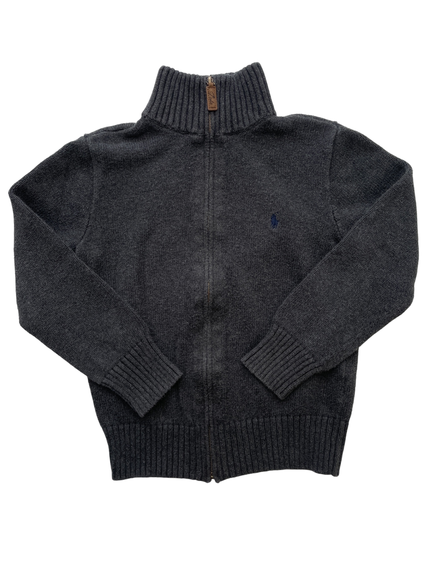 Polo Ralph Lauren Sweater - Gray Knit Full Zip | size 8