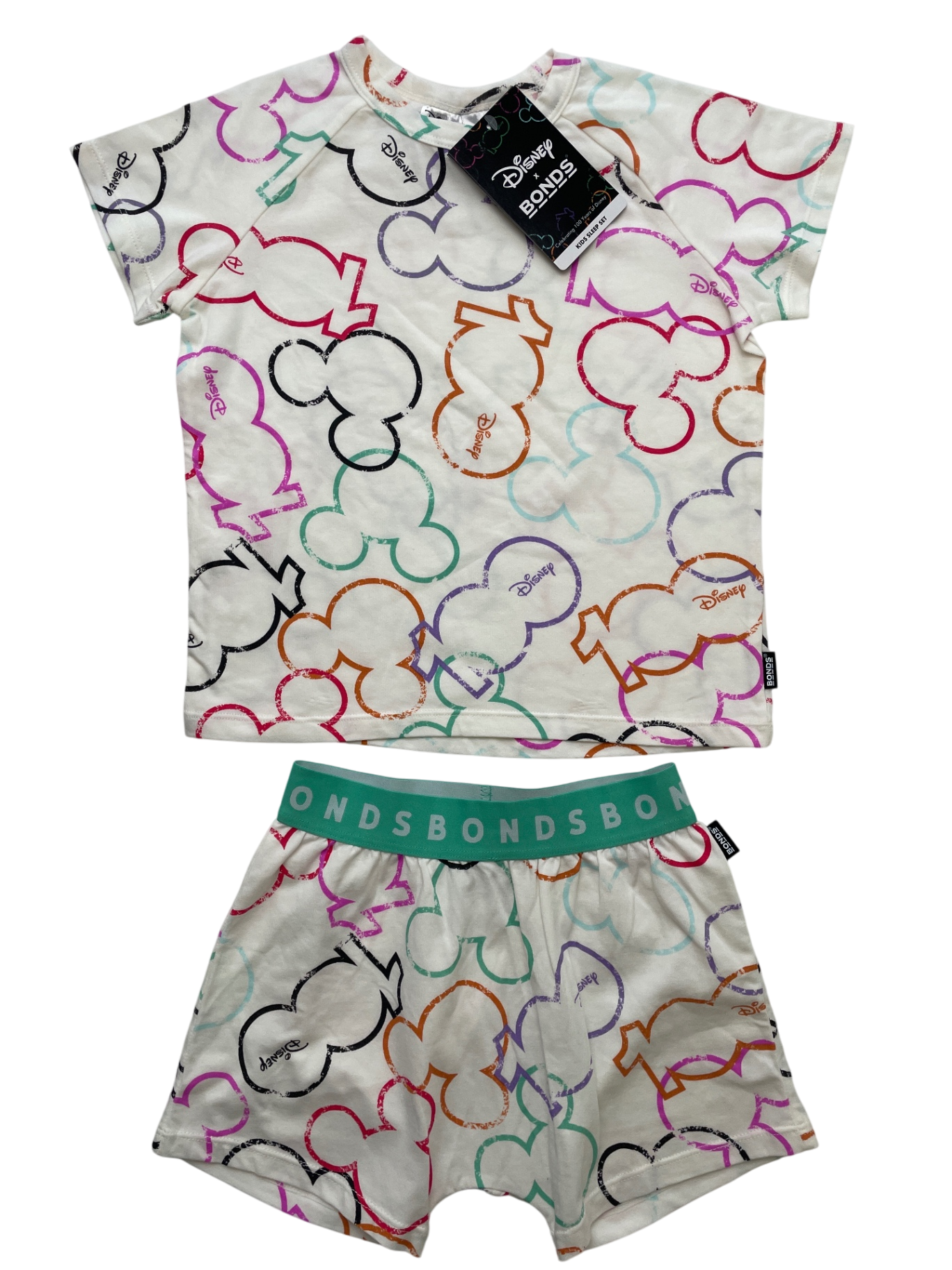 Disney x Bonds 2 Piece Ensemble - White Mickey Ear Pattern Pajamas | size 3T