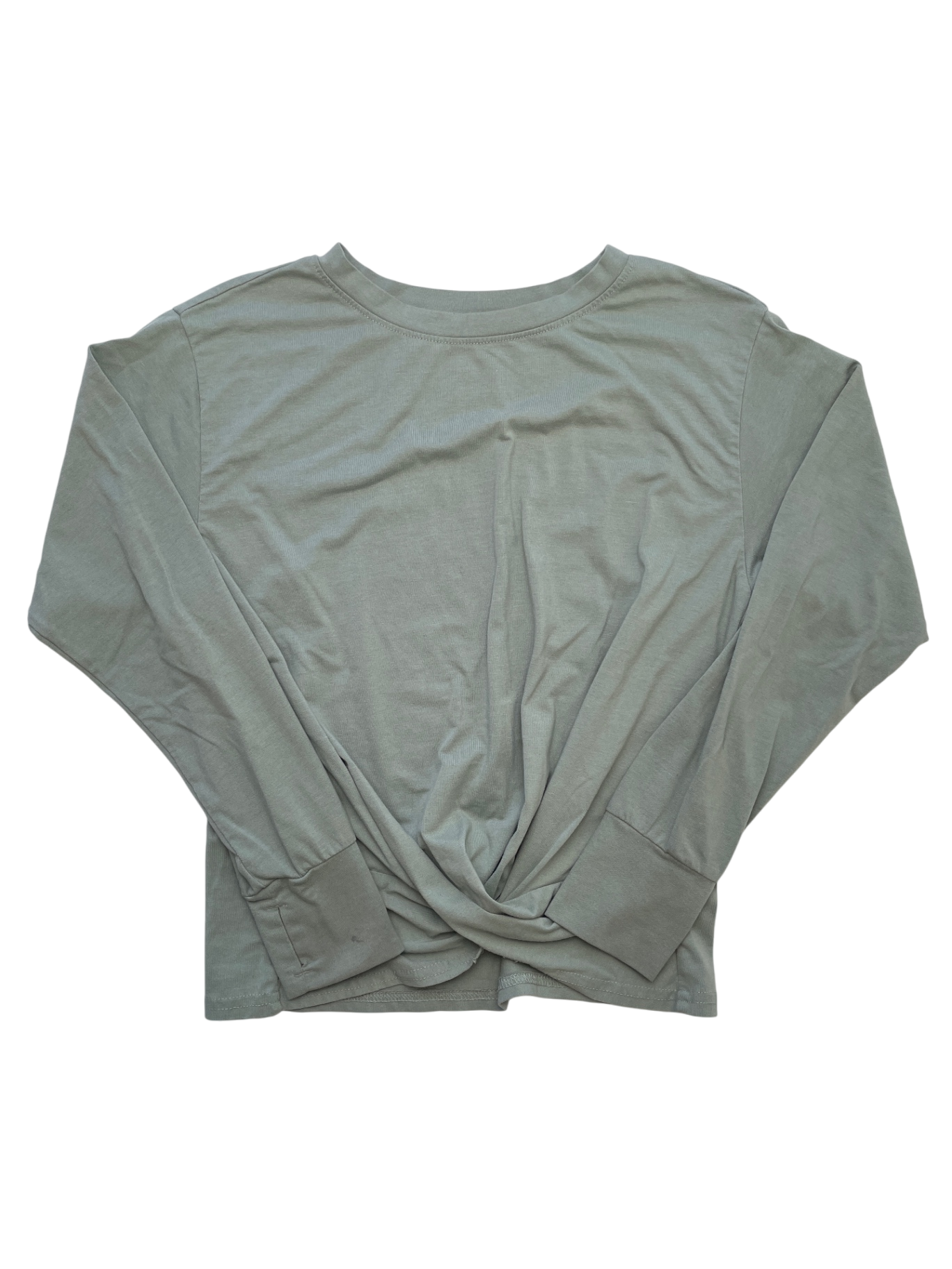 Zella Long Sleeve T-Shirt - Green Front Twist Knot | size 7/8