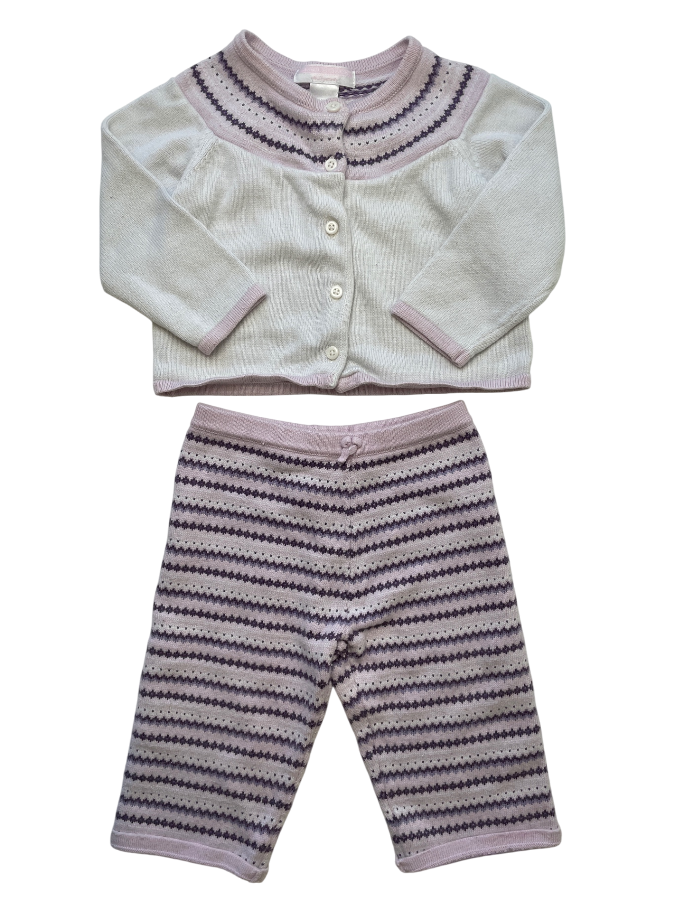 Janie and Jack 2 Piece Ensemble - Purple Knit Cardigan + Pants | size 12 - 18 Months