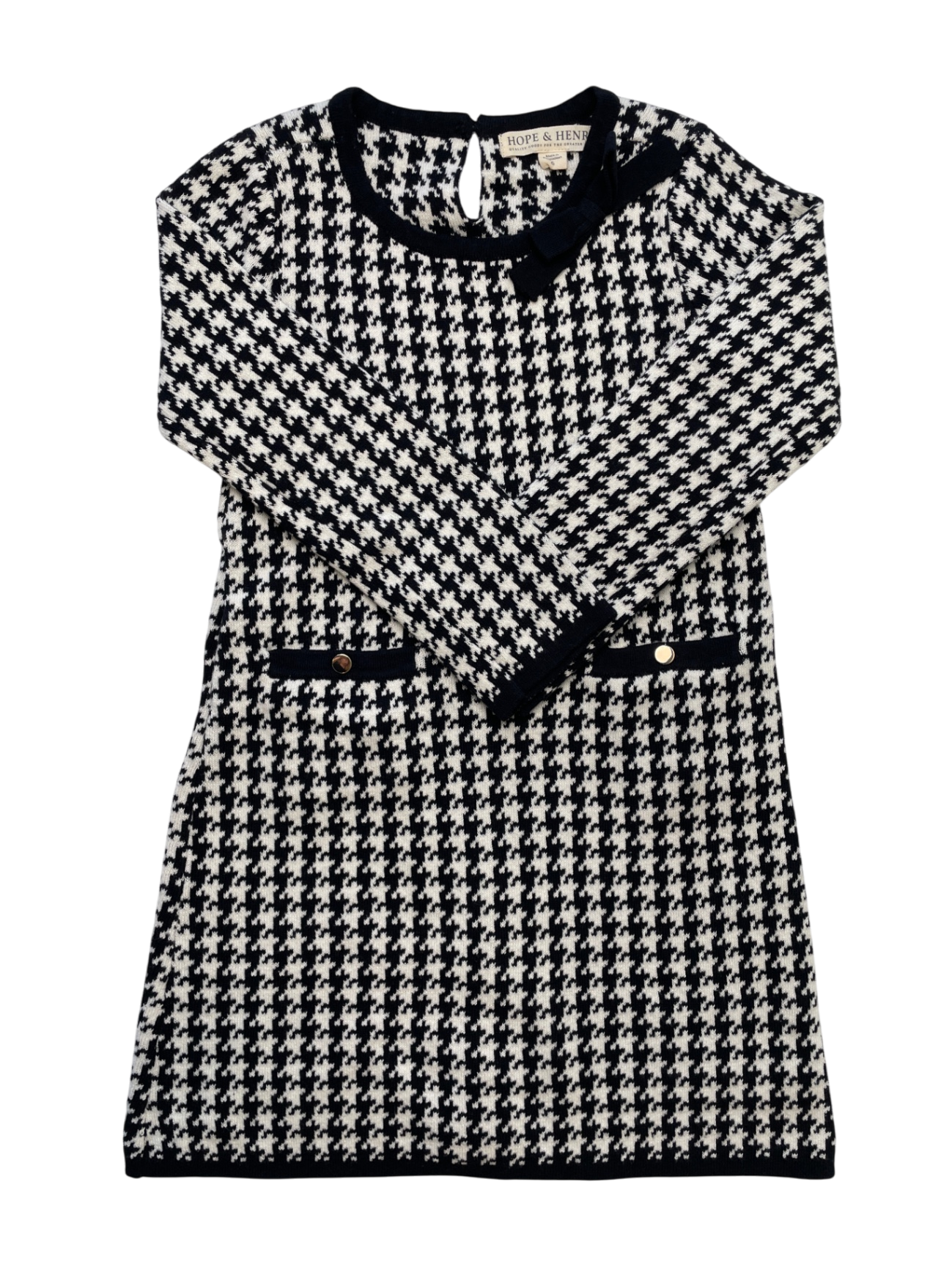 Hope & Henry Dress - Black/White Herringbone Knit | size 6