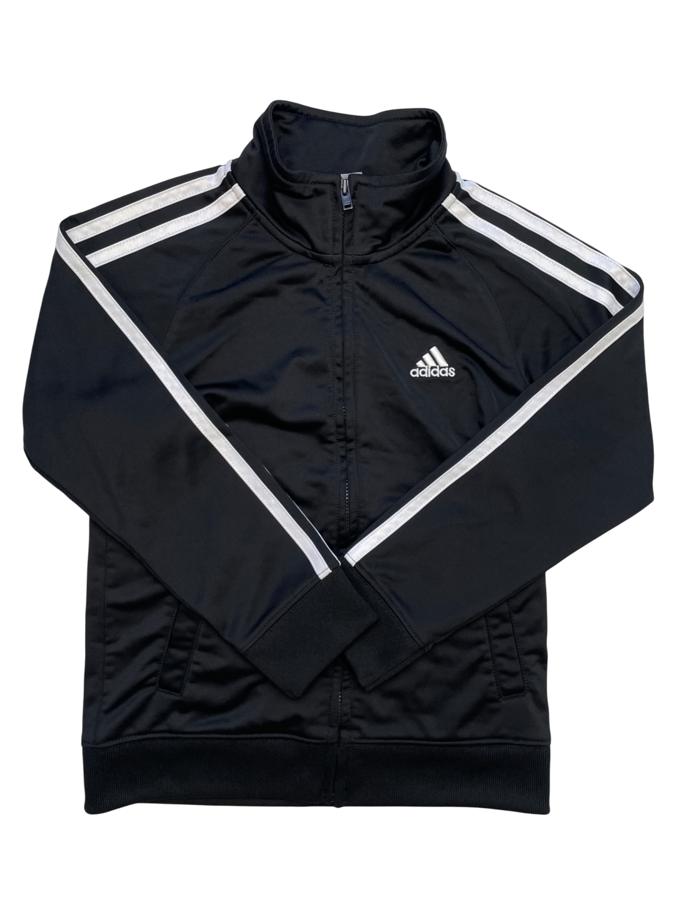Adidas Sweatshirt - Black Full Zip Arm Stripes | size 6