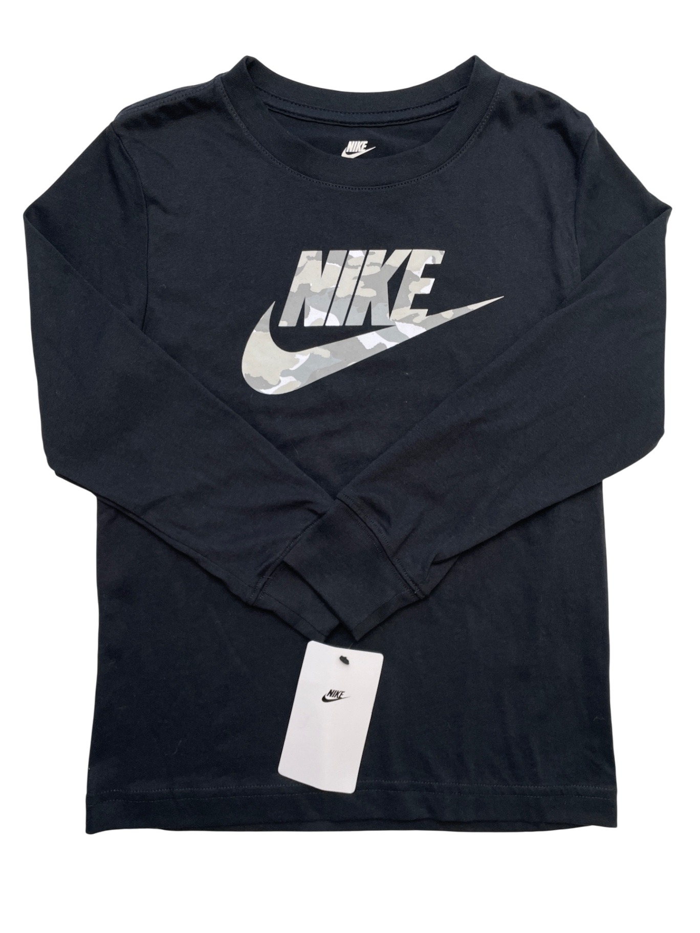 Nike Long Sleeve T-Shirt - Black Camo Logo | size 6/7