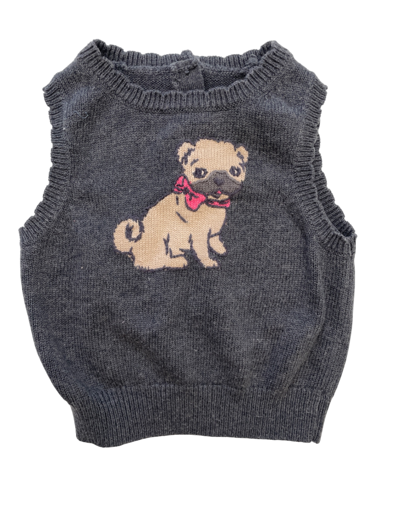 Janie and Jack Sweater - Gray Knit Vest Dog | size 12 - 18 Months