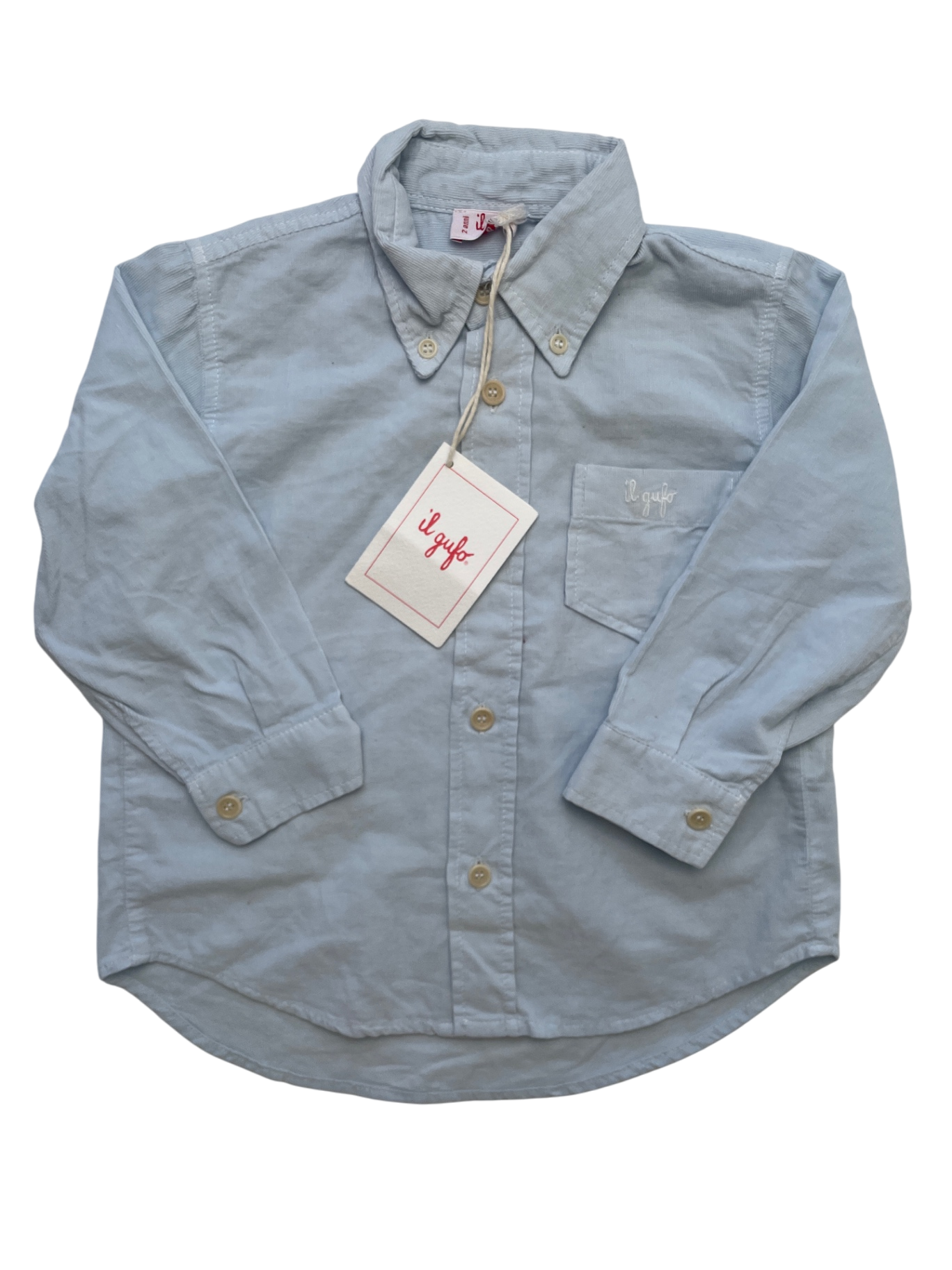 il gufo Shirt - Blue Corduroy Button Down | size 2T