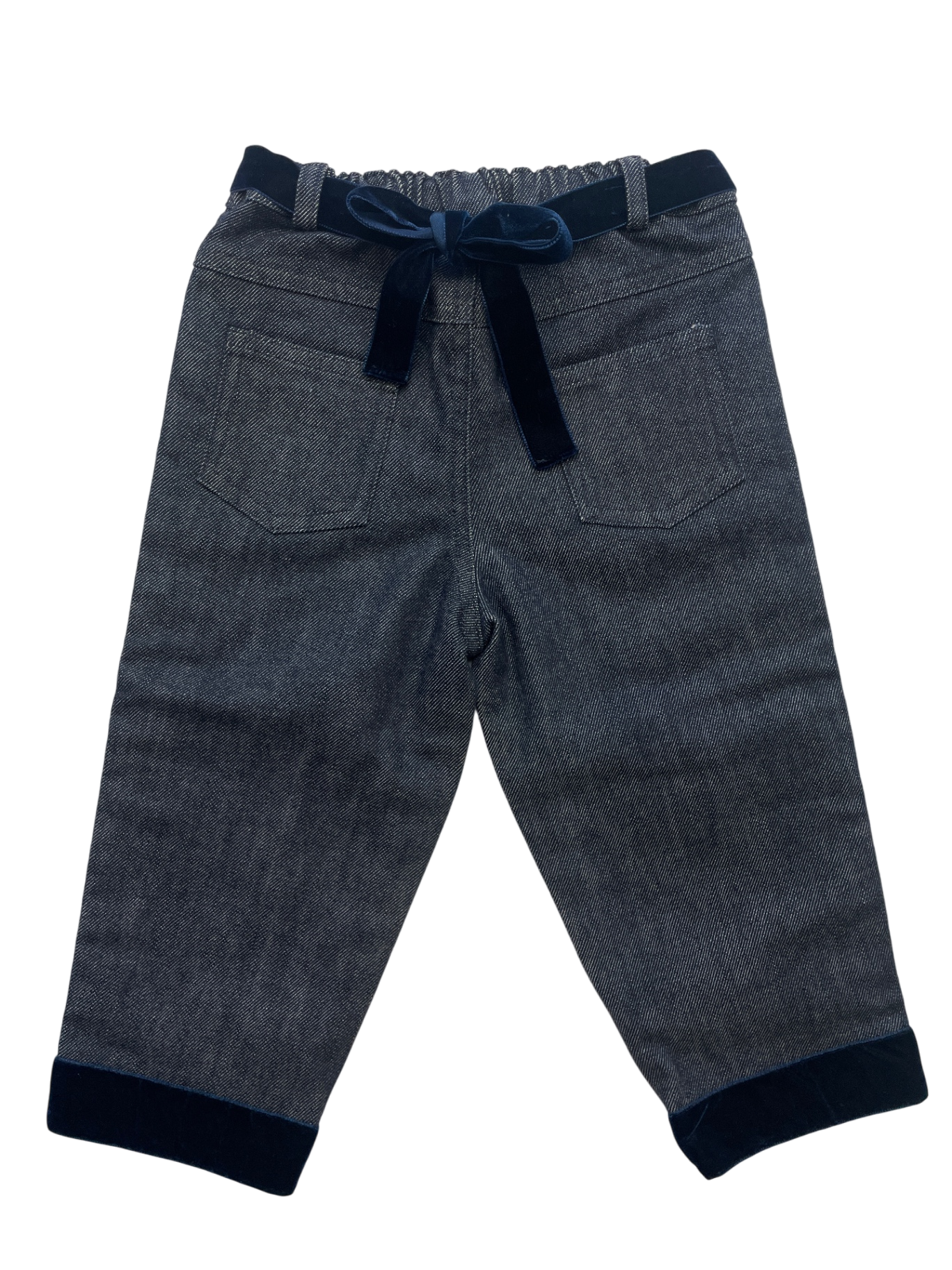 Simonetta Jeans - Blue Velvet Bow + Stripe Made in Italy | size 18 Months