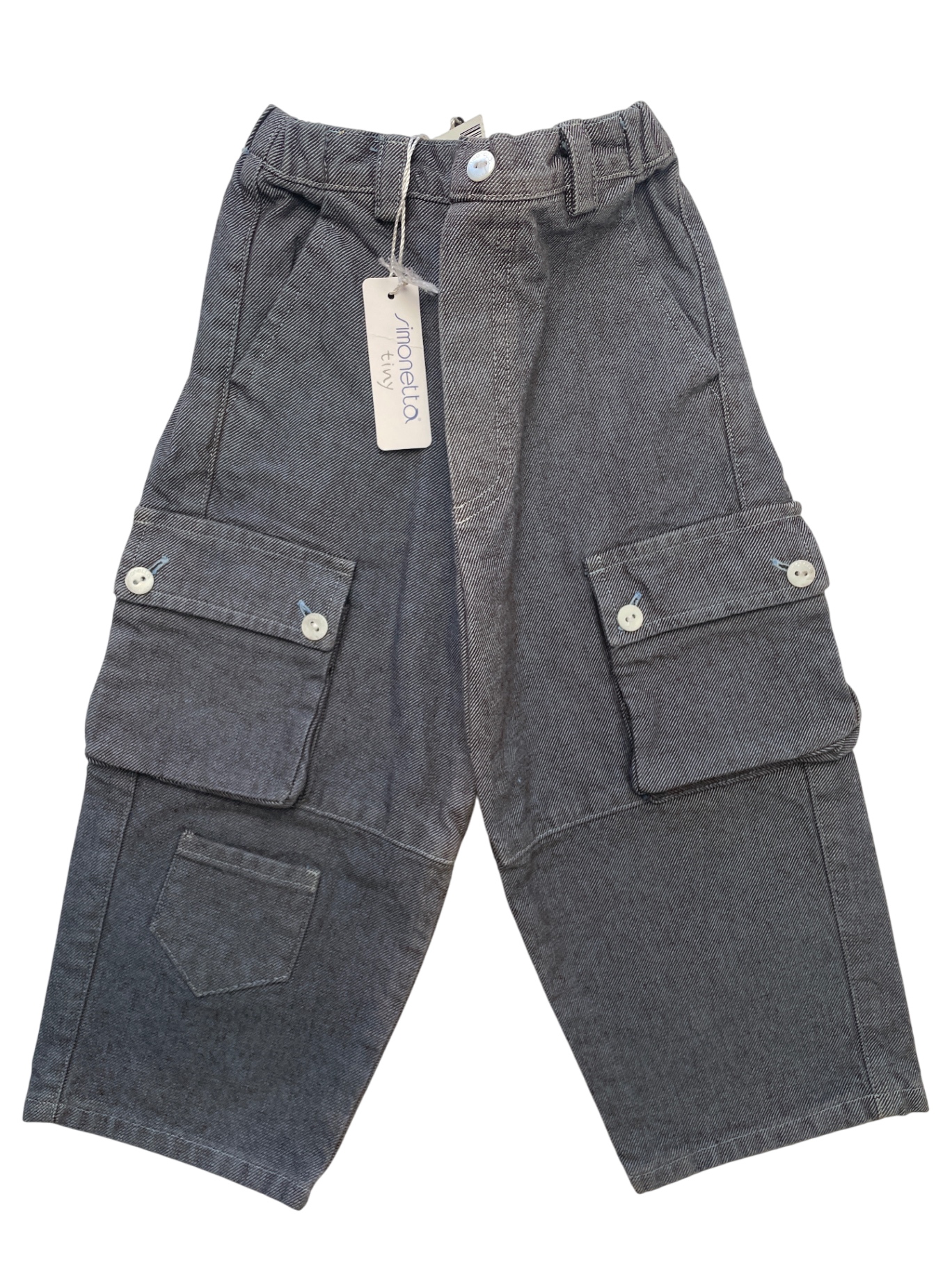 Simonetta Pants - Gray Cargo Jeans 100% Cotton Made in Italy | size 18 Months
