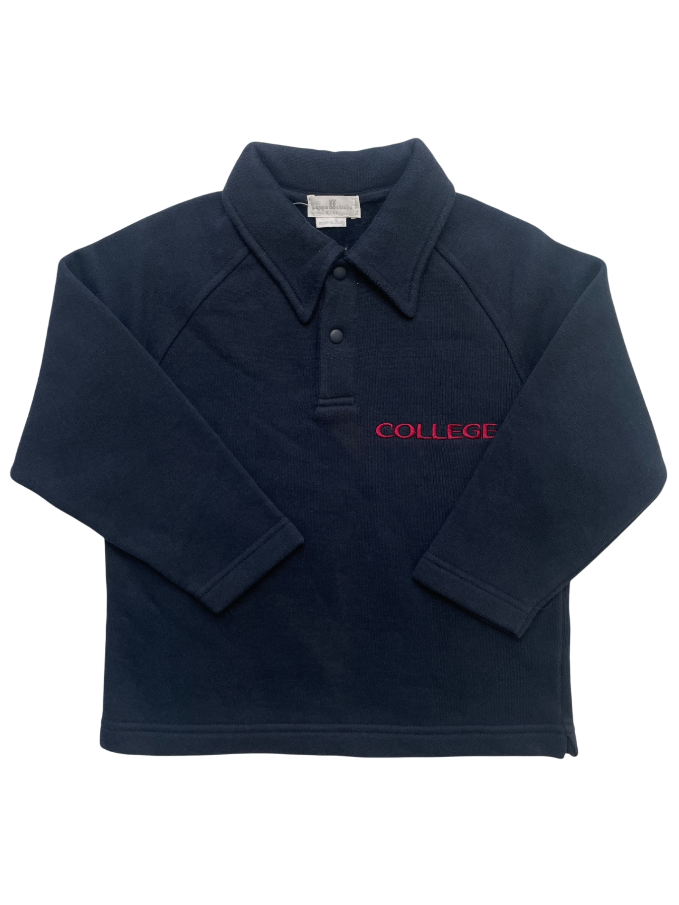Pappa Ciccia Sweater - Navy Blue 'College' 2 Buttons 100% Cotton Made in Italy | size 3T