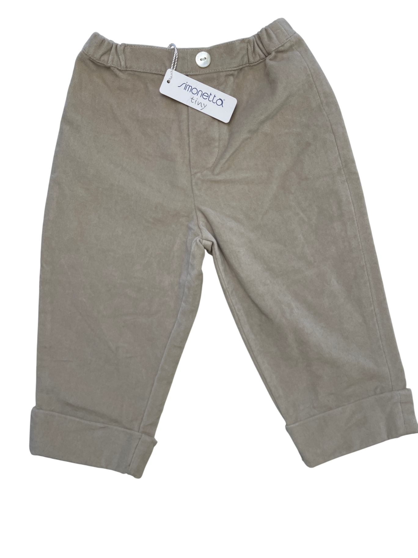 Simonetta Pants - Tan Velvet Trouser 100% Cotton Made in Italy | size 12 Months