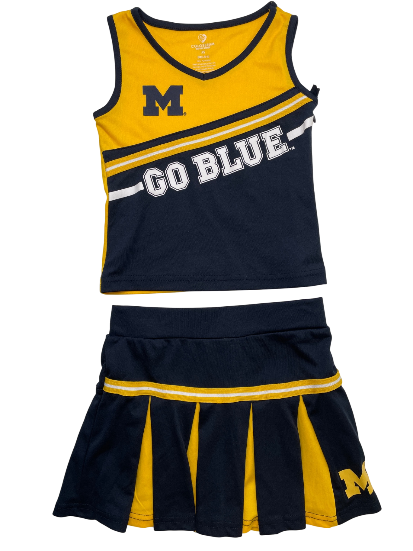 Colosseum 2 Piece Ensemble - Yellow/Navy Blue Michigan Cheer Uniform | size 4T/5T