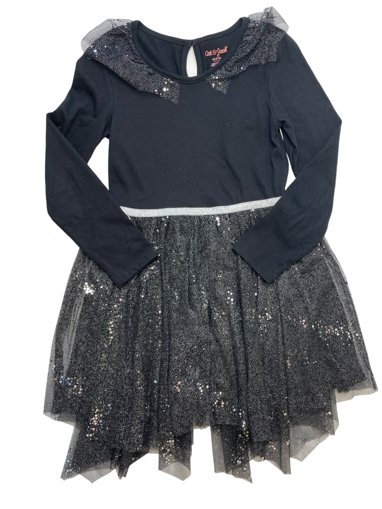 Cat & Jack Dress - Black Glitter Tulle Skirt + Collar | size 7/8