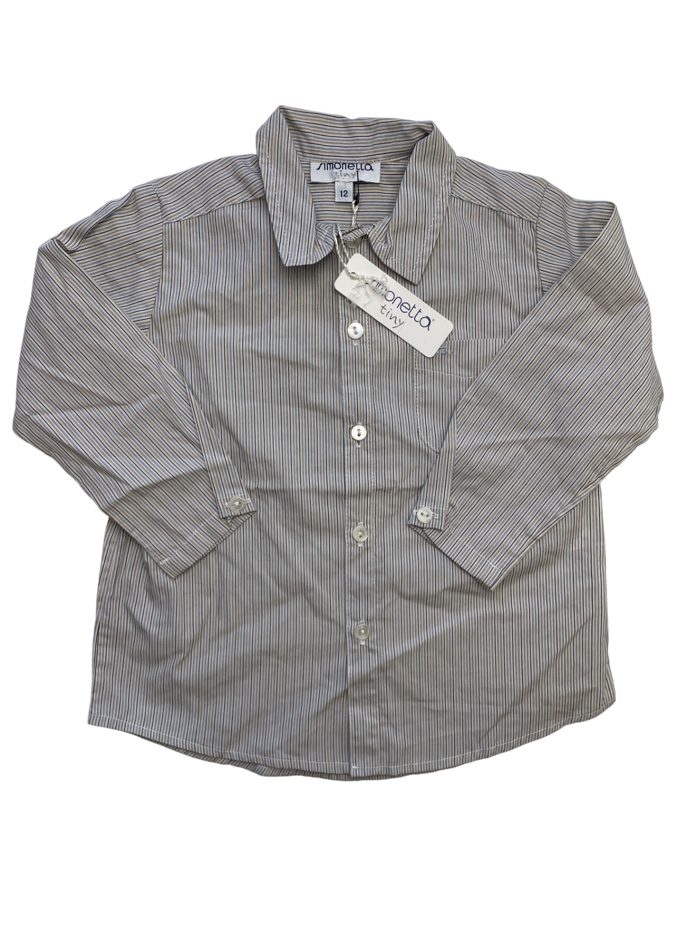 Simonetta Shirt - Multicolor Striped Button Up 100% Cotton Made in Italy | size 12 Months