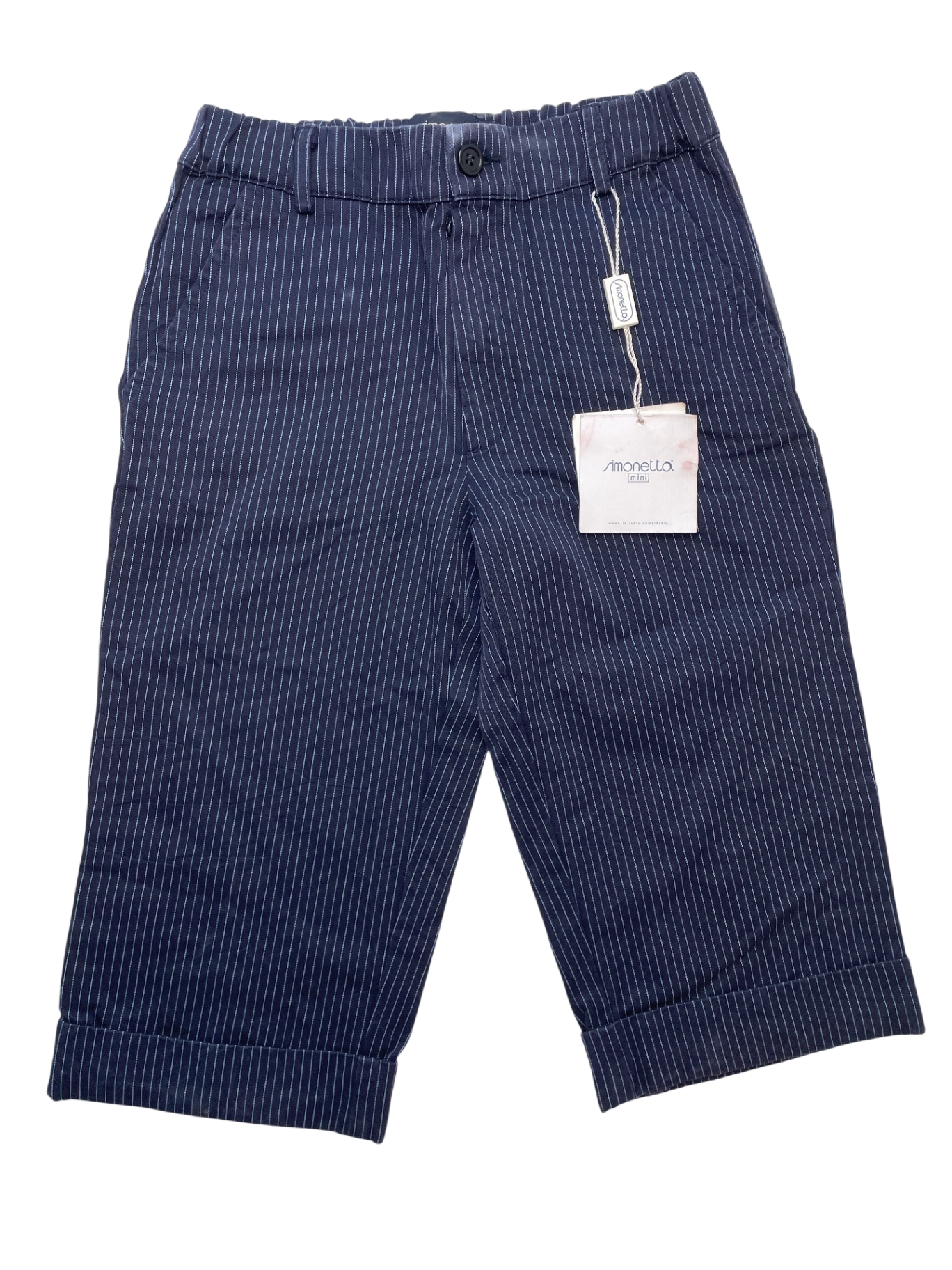 Simonetta Pants - Navy Blue Pinstripe Trouser 100% Cotton Made in Italy | size 6