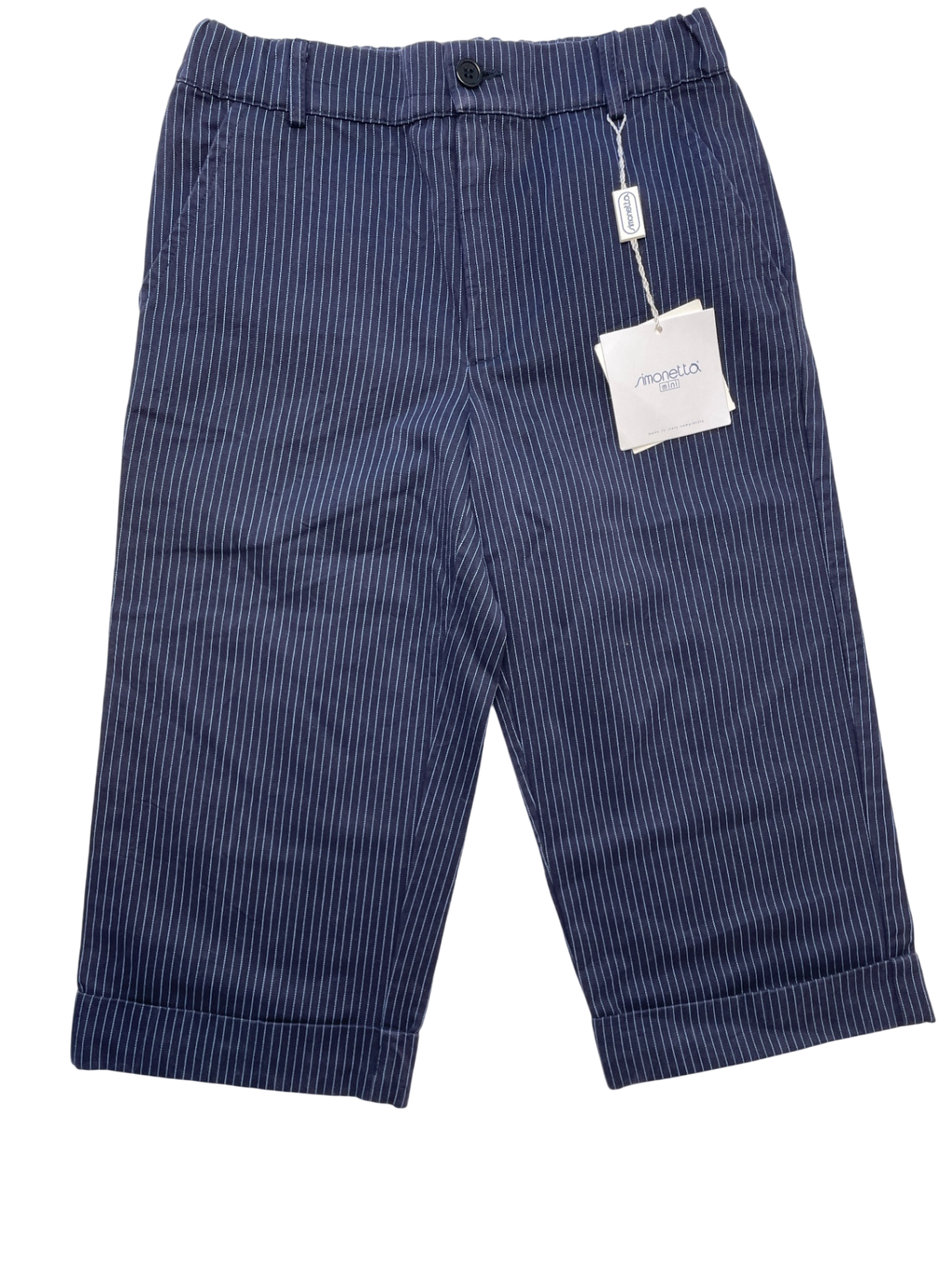Simonetta Pants - Navy Blue Pinstripe Trouser 100% Cotton Made in Italy | size 7