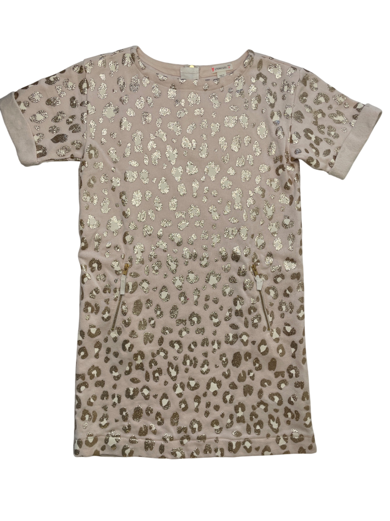 Crewcuts Dress - Gold Glitter Cheetah Print | size 8