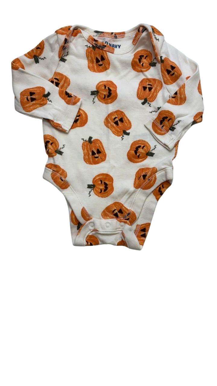 Old Navy Halloween Clothing - Pumpkin & Ghost 2-Way-Zip Sleep & Play Footed One-Piece | size 0 - 3 Months