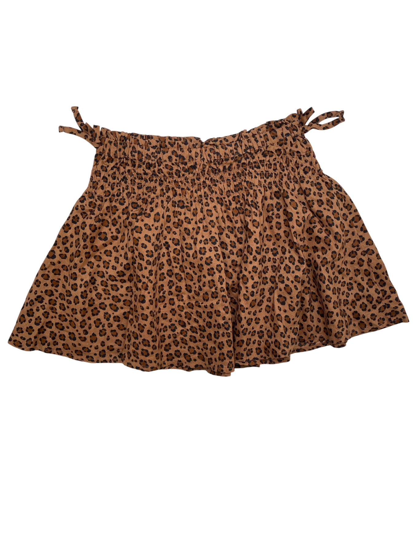 Crewcuts Skirt - Brown Leopard Print Smocked Waist | size 8/9