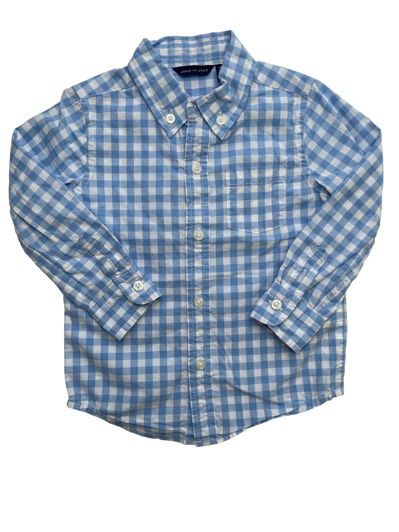 Janie and Jack Shirt - Blue Gingham Button Down | size 18 - 24 Months