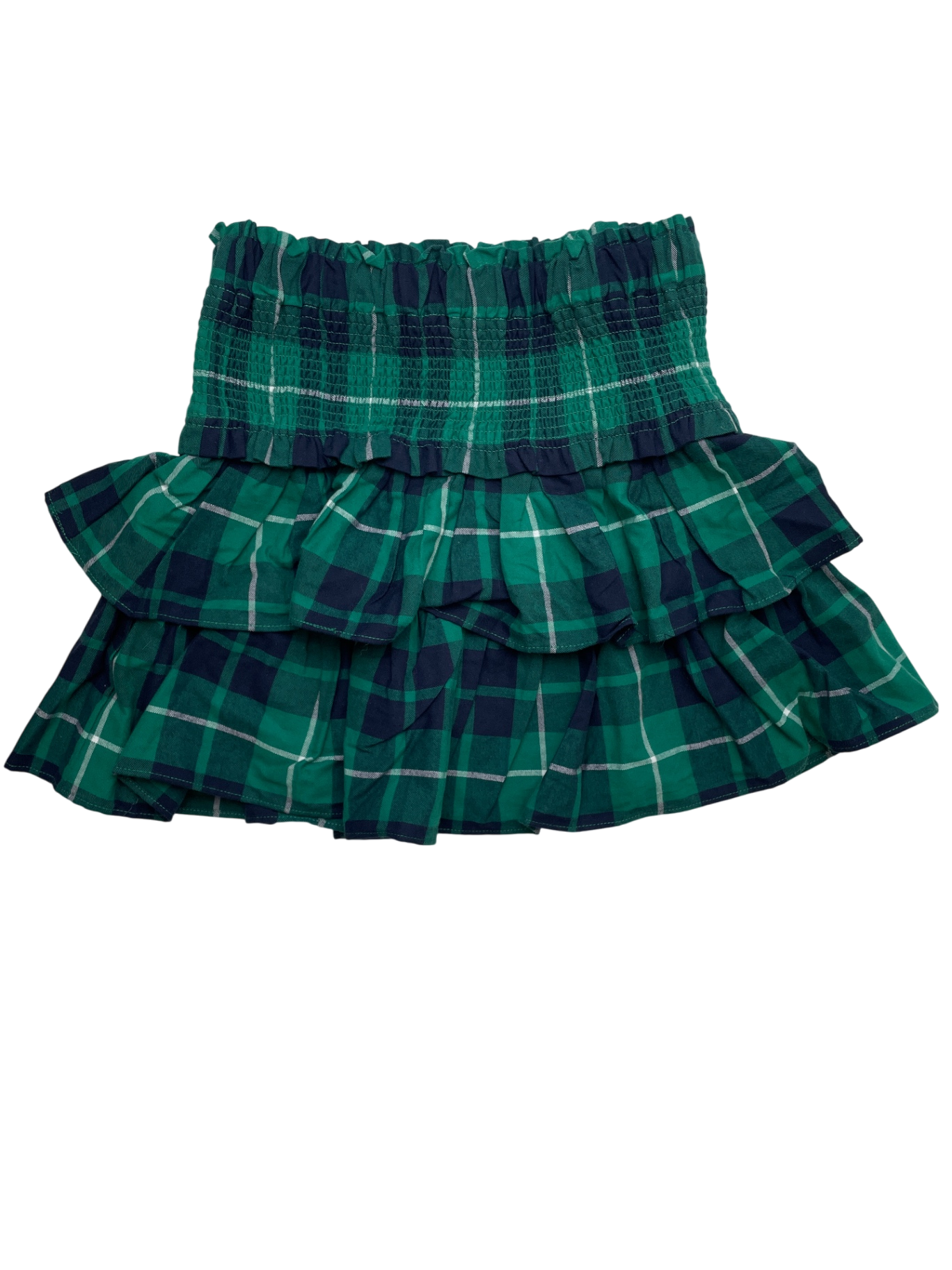 Janie and Jack Skirt - Green Plaid Smocked Waist 3-Tier | size 10