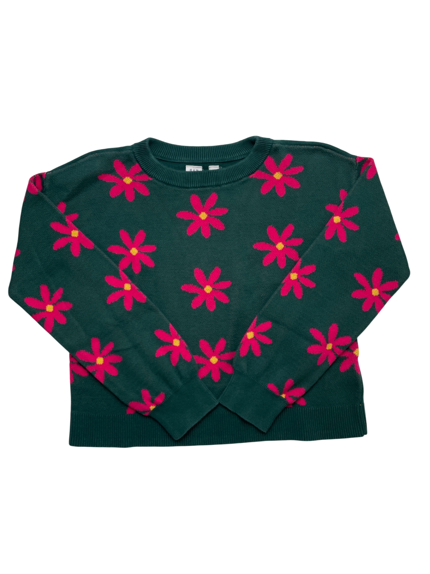 GapKids Sweater - Green Flower Pattern | size XXL
