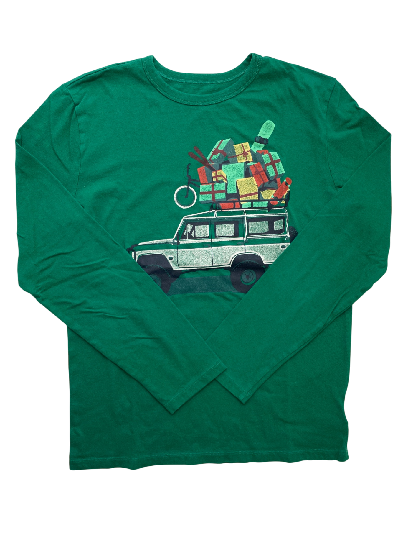 GapKids Long Sleeve T-Shirt - Green Car w/ Presents Graphic | size XXL