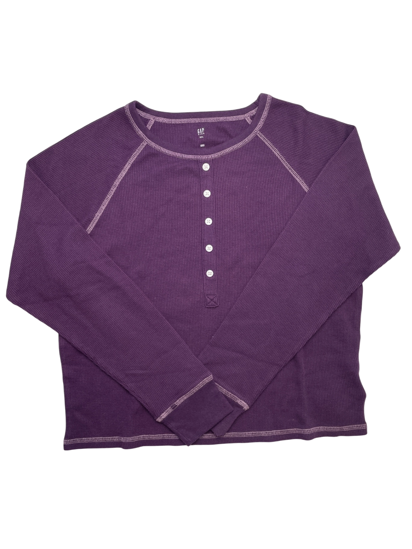GapKids Long Sleeve T-Shirt - Purple Waffle Knit Henley | size XXL