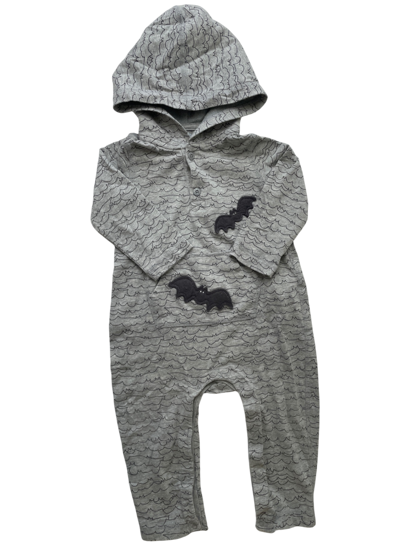 BabyGap Halloween Clothing - Gray Hooded Bat Jumper | size 12 - 18 Months