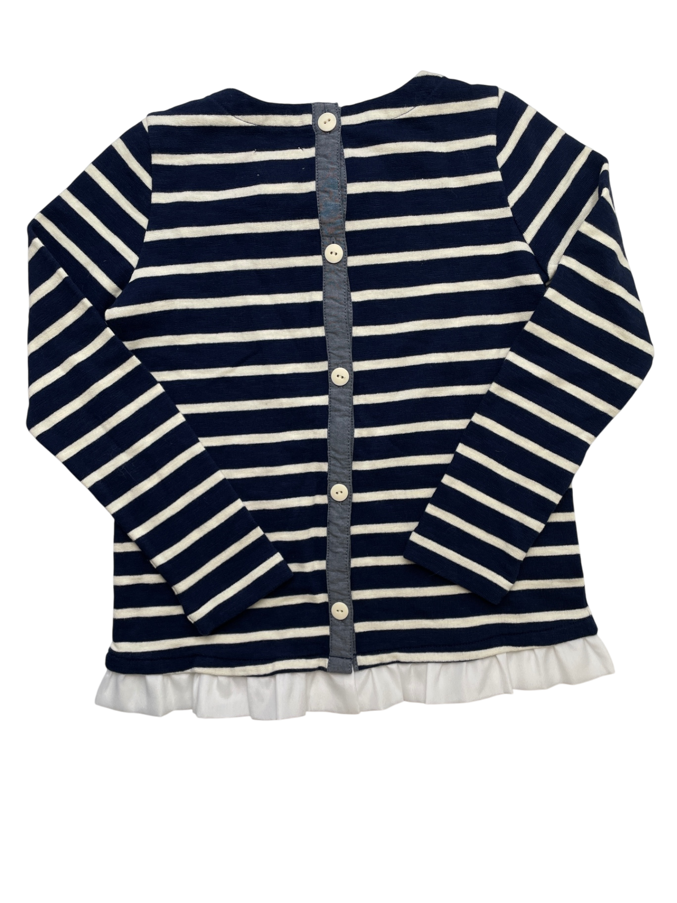 Crewcuts Shirt - Navy Blue Striped + Ruffle Buttons on Back | size 8