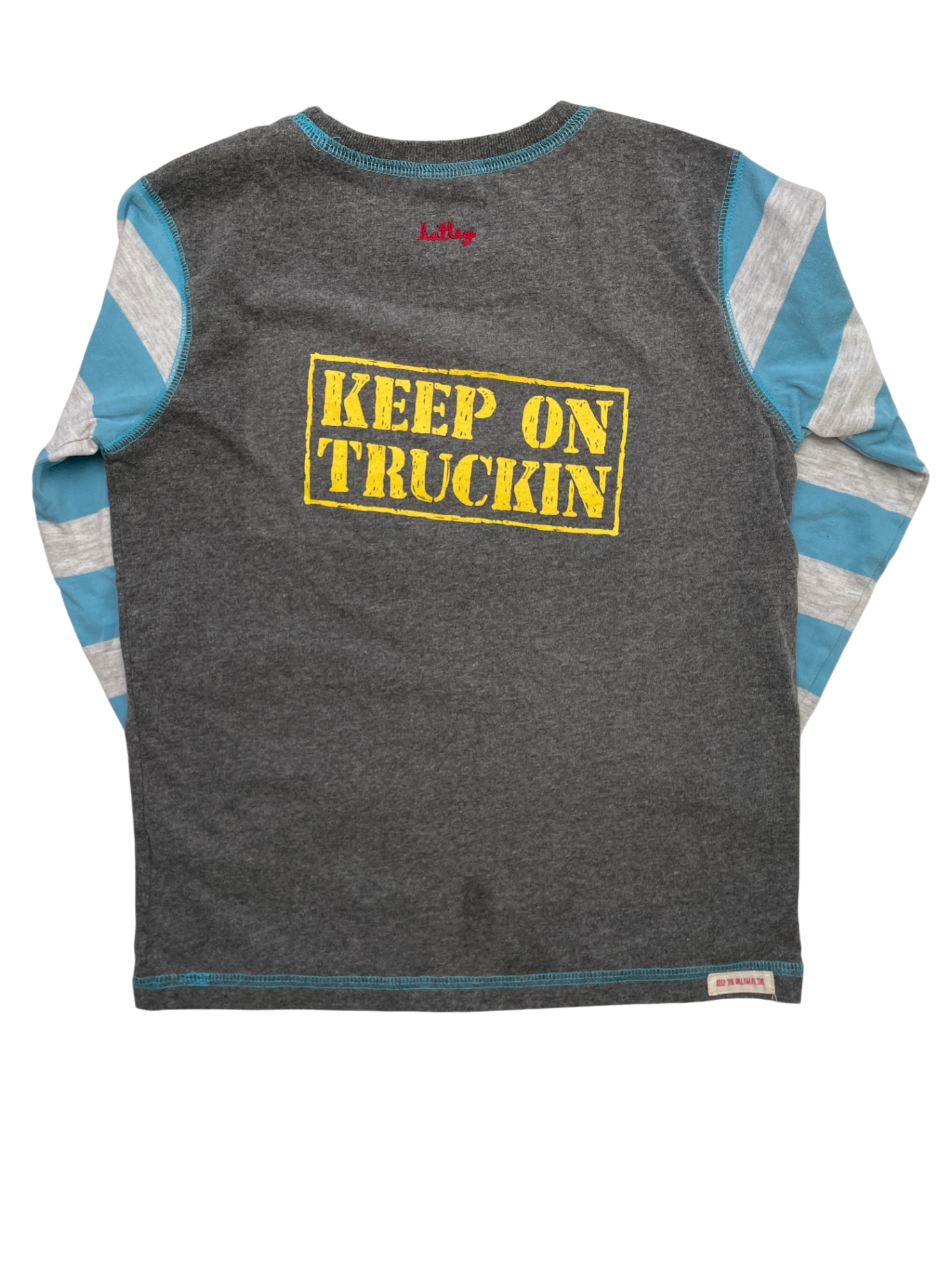 Hatley Shirt - Gray Striped Sleeves Truck | size 5T