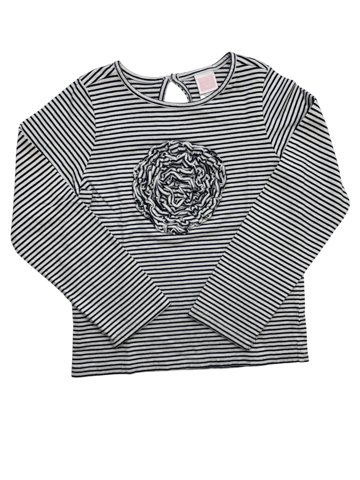 Janie and Jack Shirt - White Striped Flower Ruffle | size 6