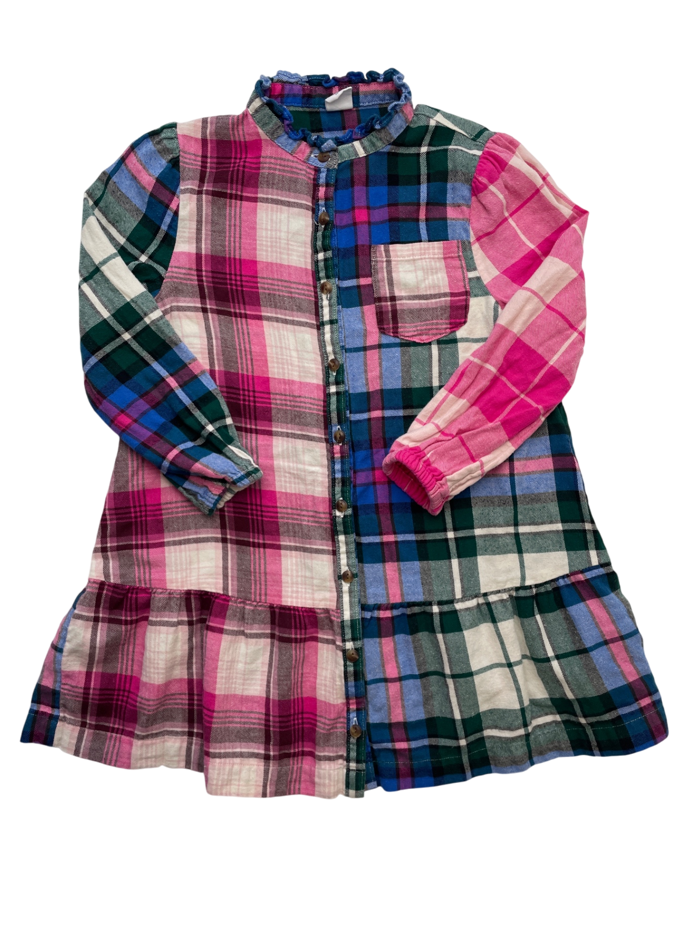 Baby Gap Dress - Pink Plaid Button Up + Ruffle Collar | size 5T