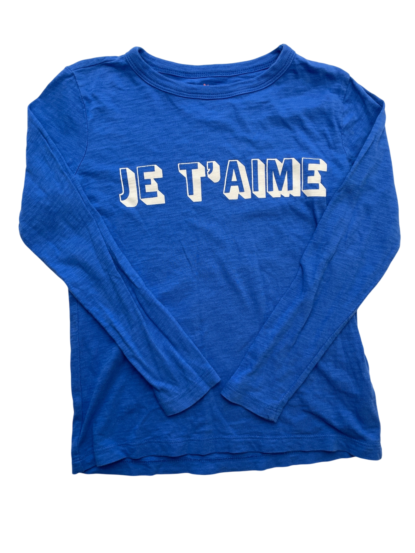 Crewcuts Long Sleeve T-Shirt - Blue Heathered 'Je T'aime' | size 6/7