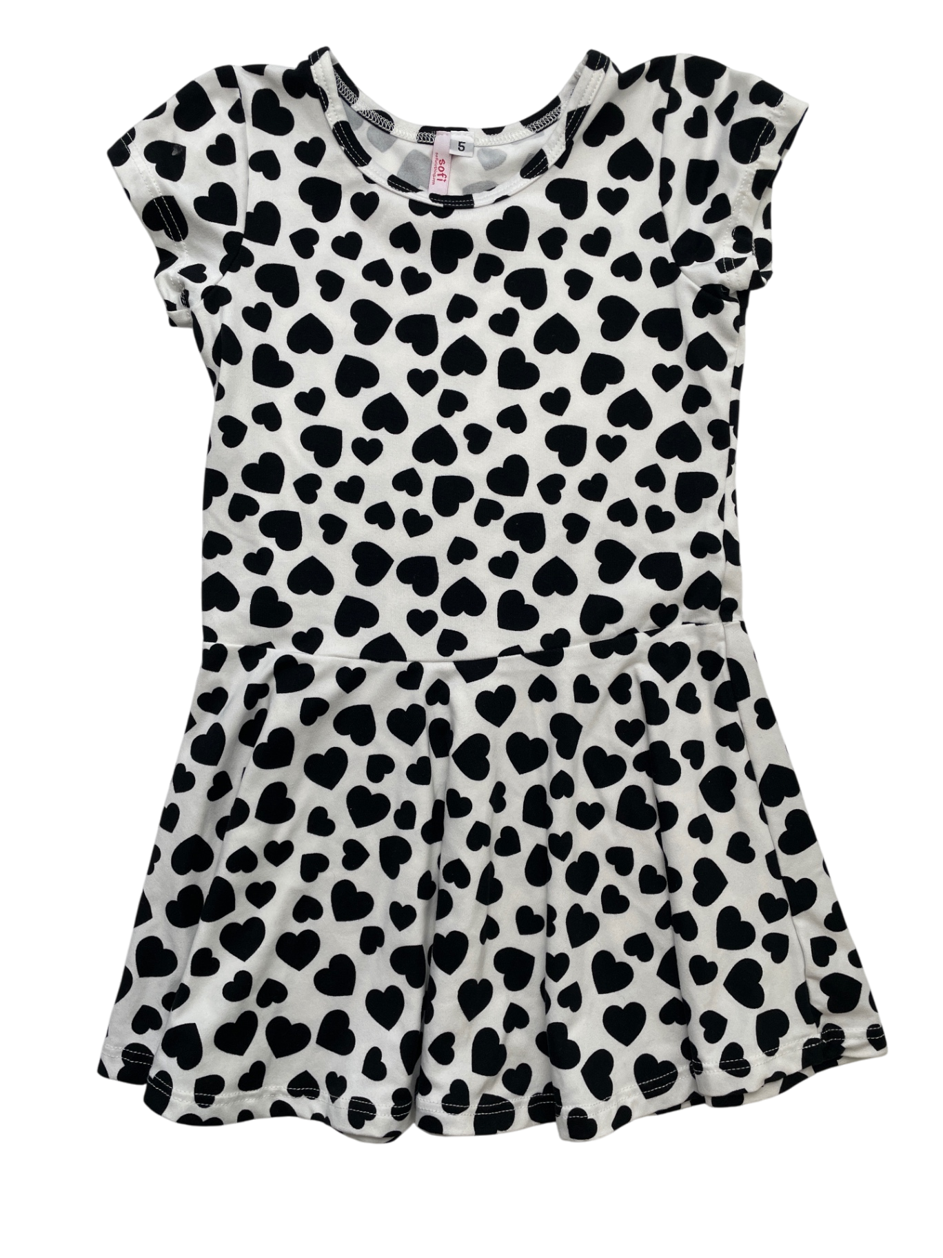 Sofi Dress - White Short Sleeve Heart Pattern | size 5T