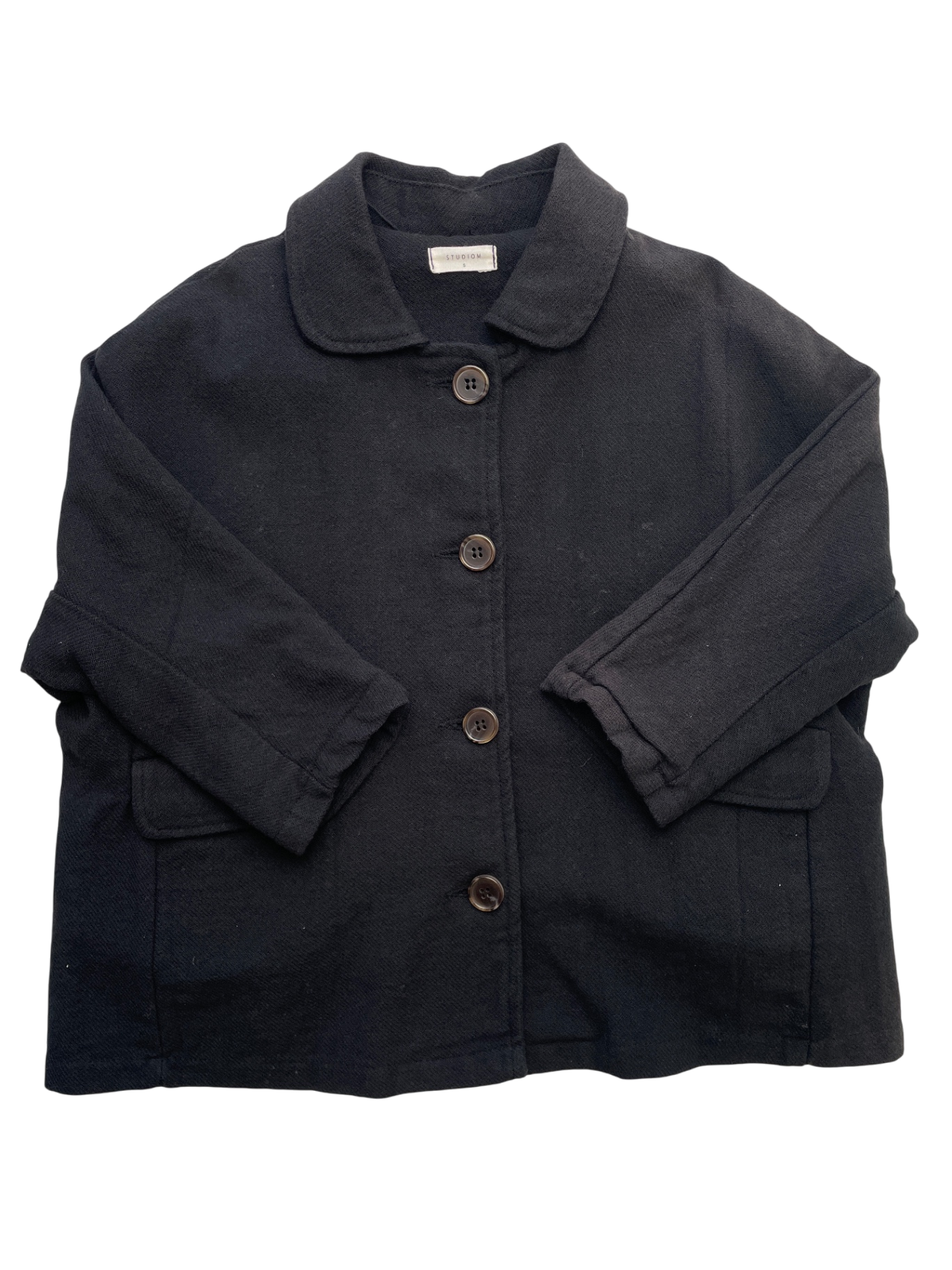 Studiom Jacket - Black Button Up Jacket + Collar | size S