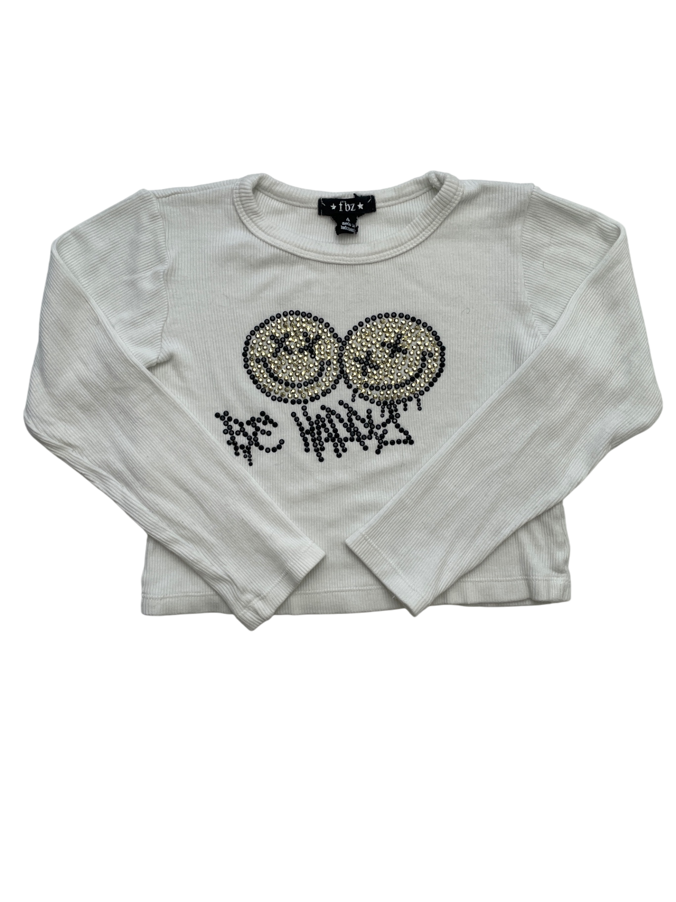 Flowers by Zoe Shirt - White Ribbed Rhinestone Smiley Face 'Be Happy' | size 4T