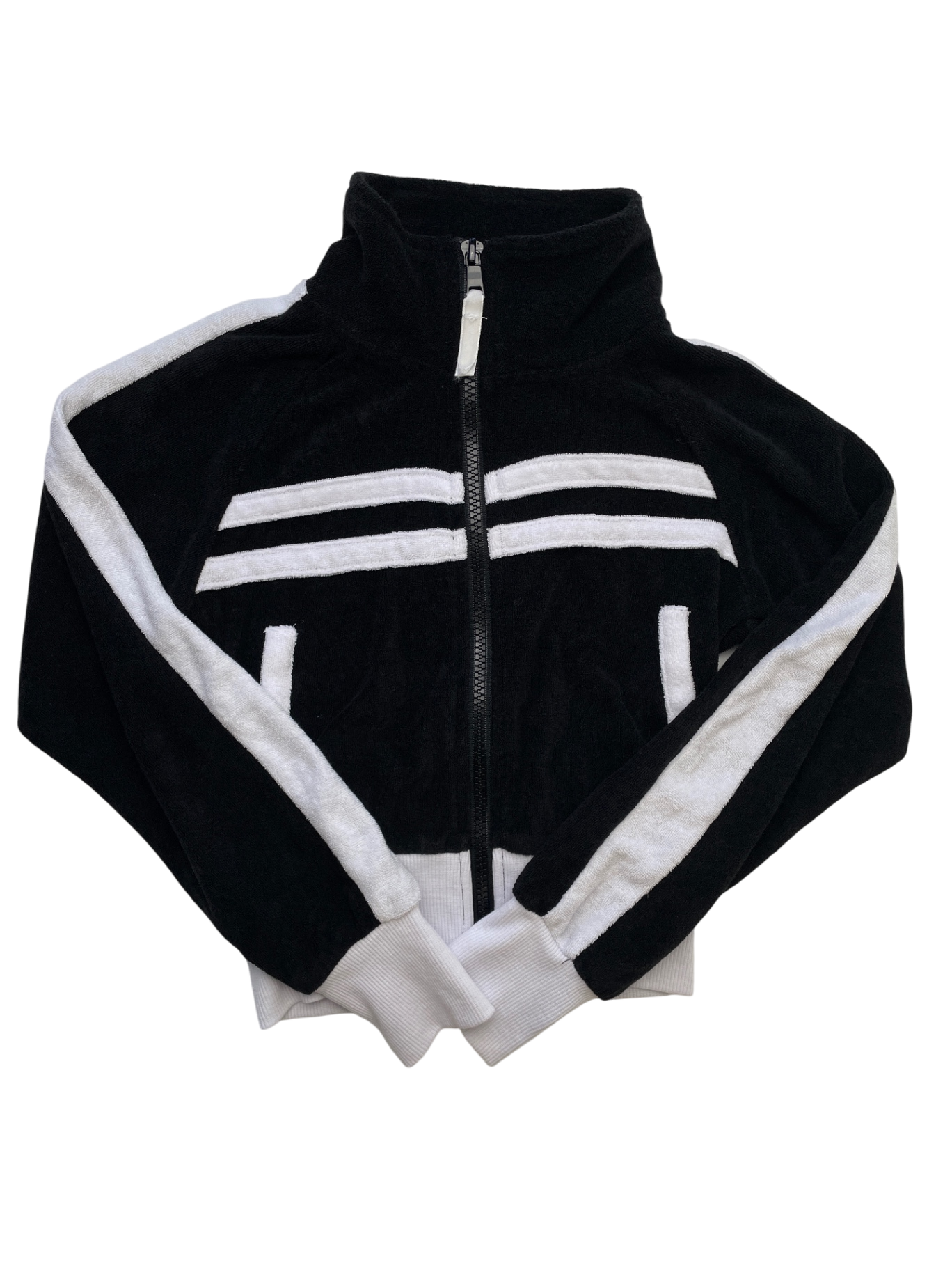 Katie J NYC Sweatshirt - Black Terry Cloth Full Zip | size S