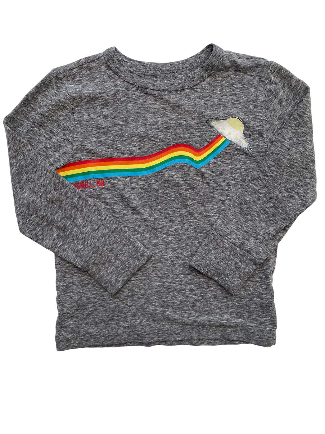 Crewcuts Long Sleeve T-Shirt - Gray Rainbow UFO 'Roswell, NM' | size 2T