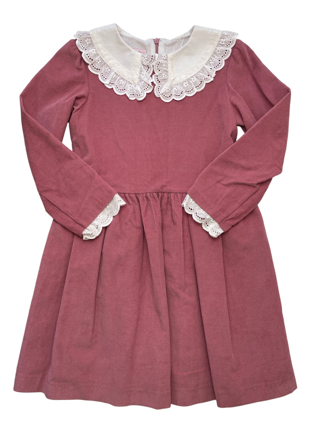 La Coqueta Dress - Pink Corduroy + Lace Collar | size 8