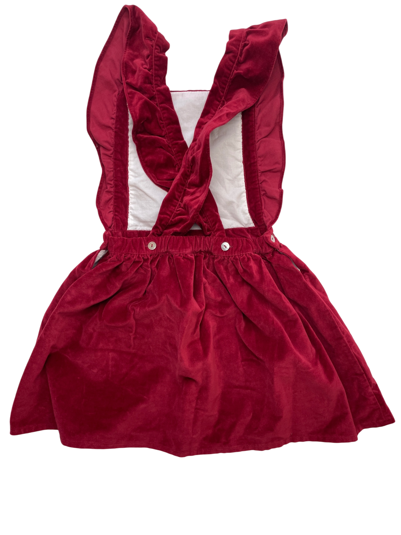 La Coqueta Dress - Red Velvet Overall Dress | size 10