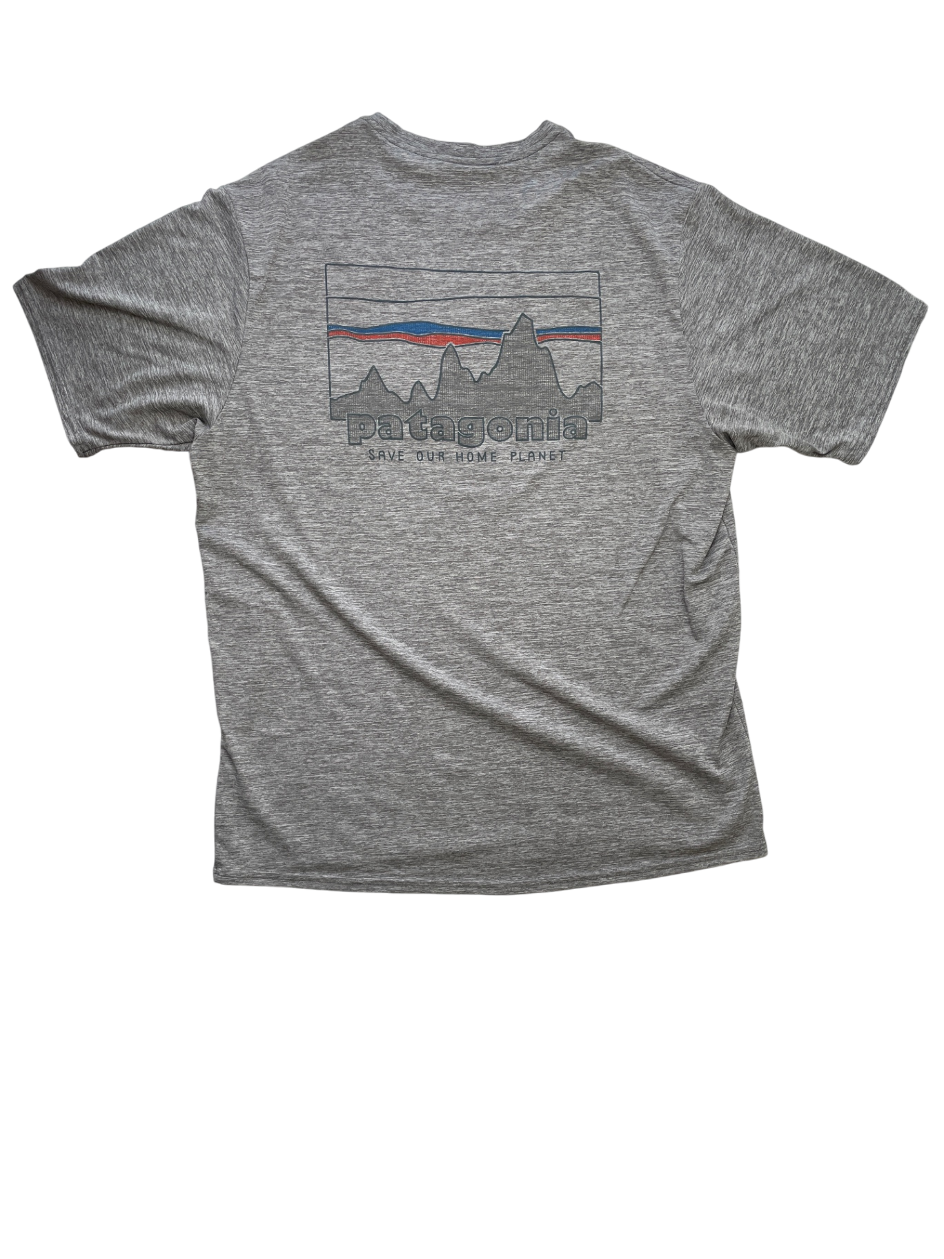 Patagonia T-Shirt - Gray Heathered Mountain Graphic 'Save Our Home Planet' | size 18