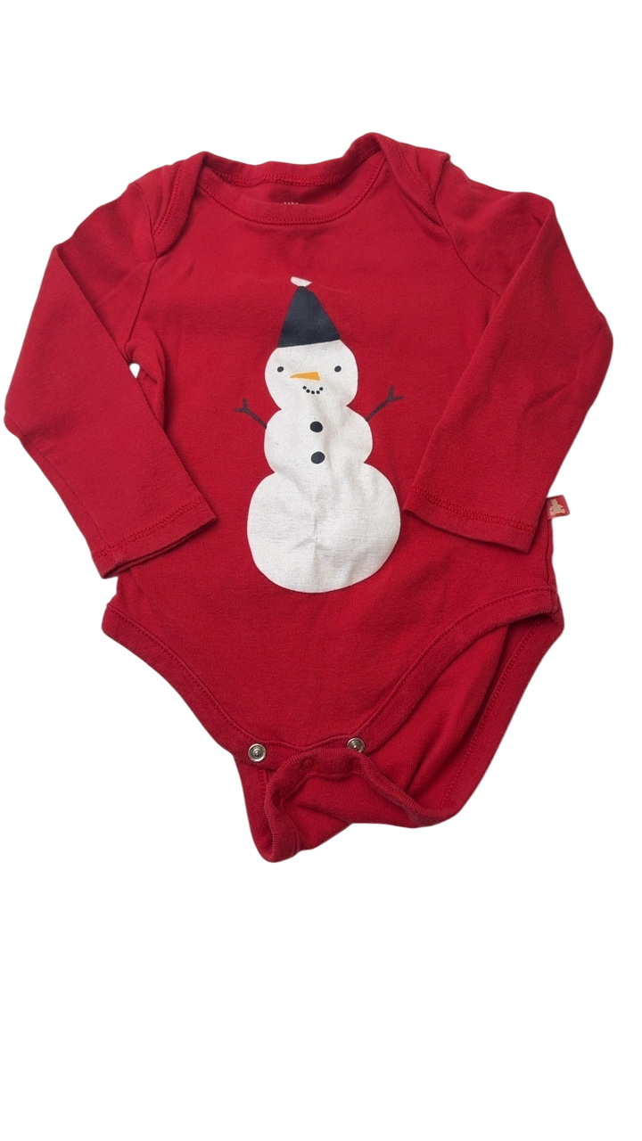 BabyGap Bodysuit - Red Snowman Graphic | size 12 - 18 Months