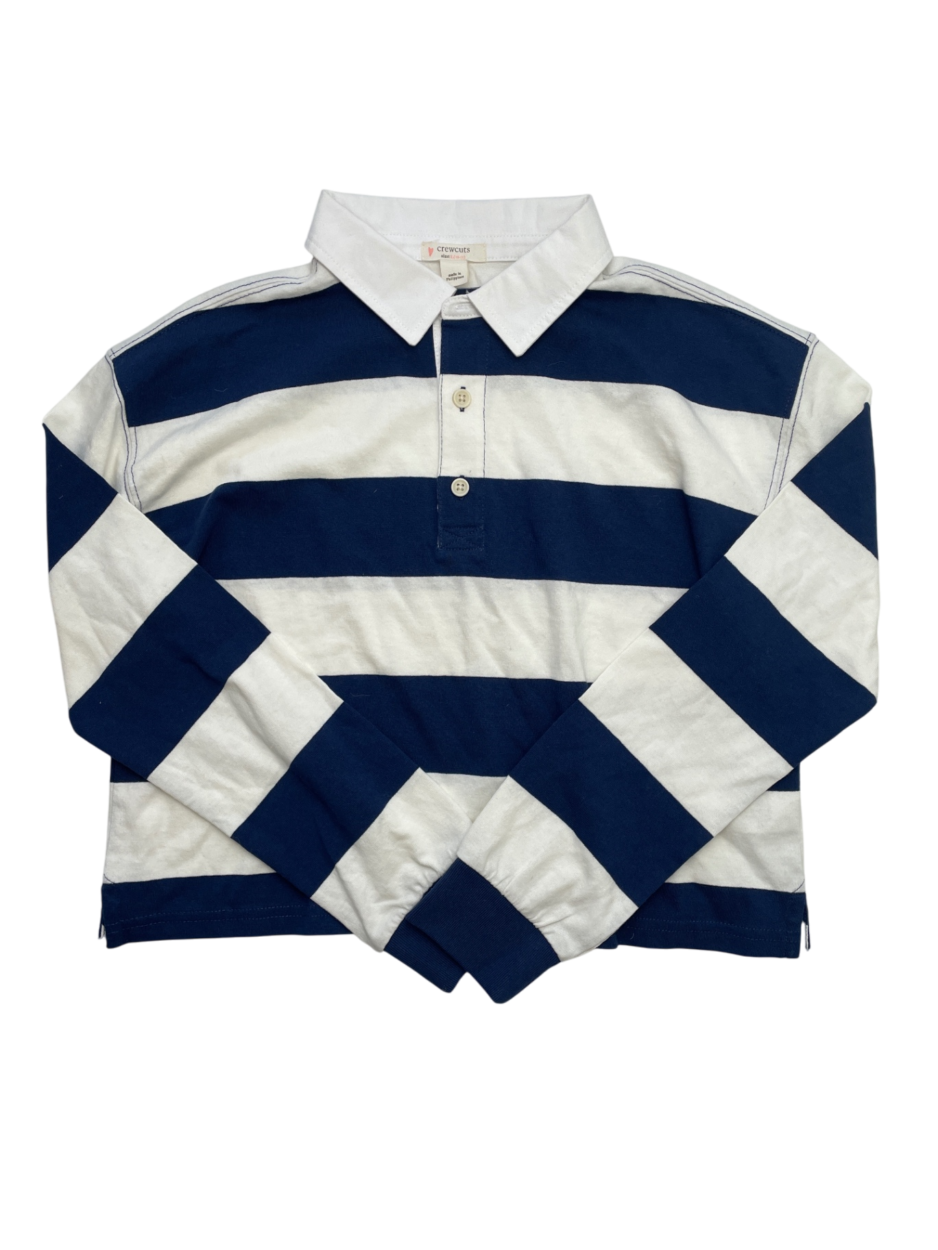 Crewcuts Shirt - Navy Blue Striped Rugby Style | size 10/11